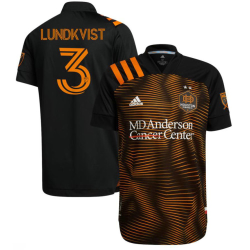 2021-22 Houston Dynamo FC Away Black Authentic Jersey - #3 Adam Lundkvist